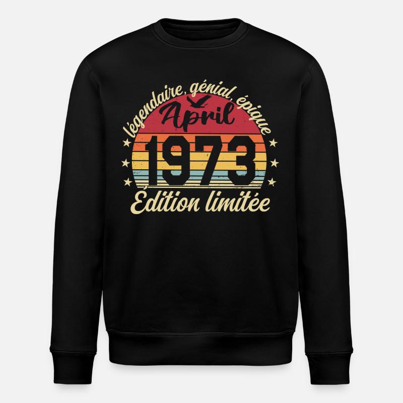 1973 April Anniversary April 1973 - Stanley/Stella ROLLER Unisex Organic Sweatshirt - black