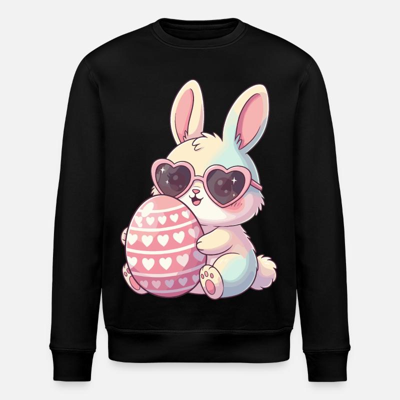 Herzblick Bunny Easter Egg - Stanley/Stella ROLLER Unisex Organic Sweatshirt - black