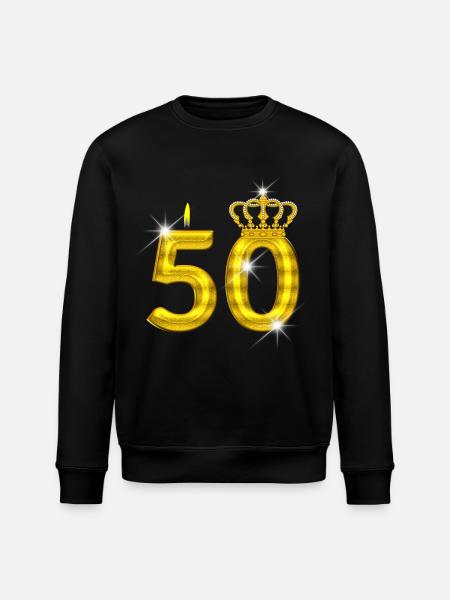 50 birthday - Crown - candle - gold - Stanley/Stella ROLLER Unisex Organic Sweatshirt - black