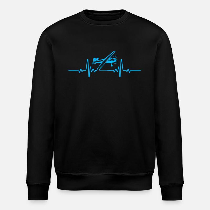 Plane - pilot - heartbeat - Stanley/Stella ROLLER Unisex Organic Sweatshirt - black