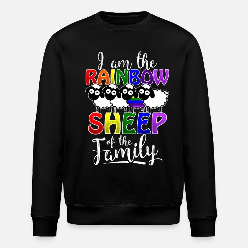 Rainbow Sheep - Gay Pride - Stanley/Stella ROLLER Unisex Organic Sweatshirt - black