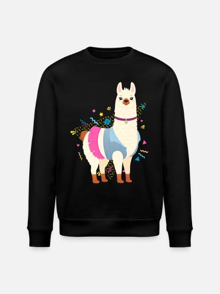 90s Style Llama - Stanley/Stella ROLLER Unisex Organic Sweatshirt - black