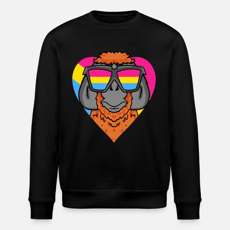Pansexual Monkey Heart Gift - Stanley/Stella ROLLER Unisex Organic Sweatshirt - black