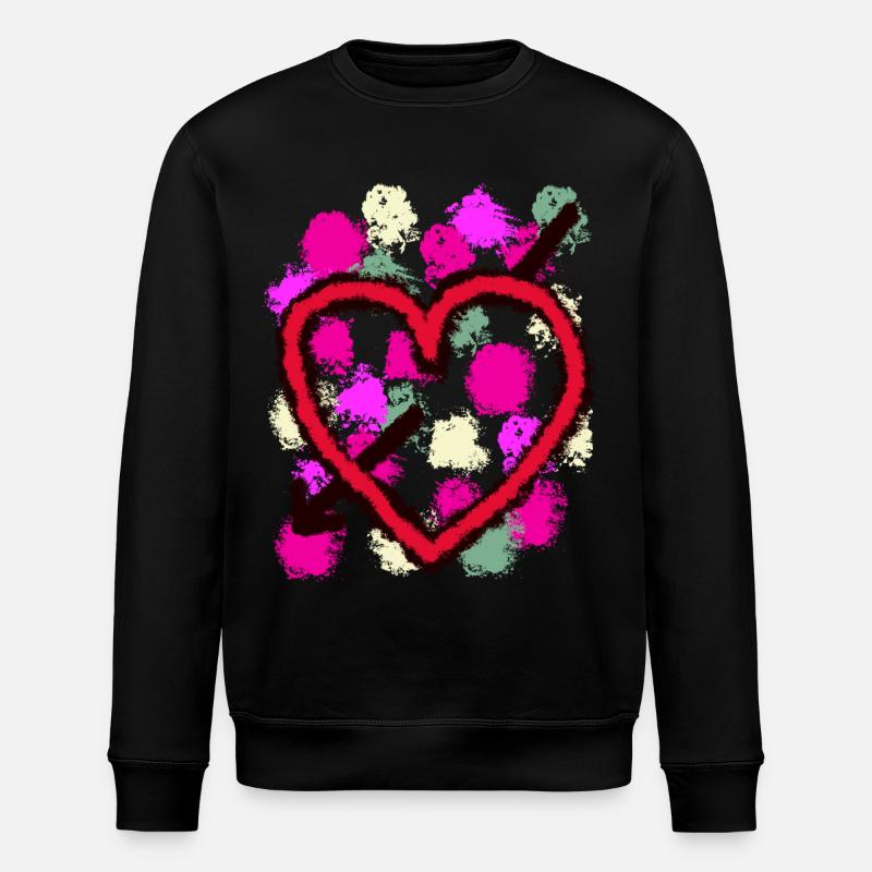 Valentin Valentinstag Herz Herzen Pfeil Liebe Ehe - Stanley/Stella Unisex Bio-Sweatshirt ROLLER - Schwarz
