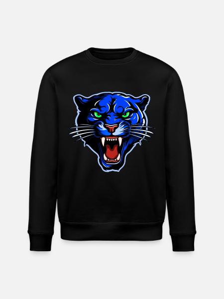 Panther Head Blue - Stanley/Stella ROLLER Unisex Organic Sweatshirt - black