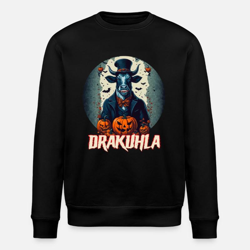 Dracula Kuh Vampir Drakuhla - Stanley/Stella Unisex Bio-Sweatshirt ROLLER - Schwarz