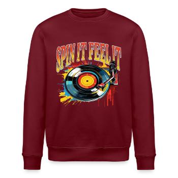 Disque Vinyle LP Platine Rétro - Sweat bio ROLLER Stanley/Stella Unisexe - bordeaux - Devant - Nik (191cm)
