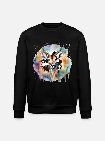 Power Animal Antelope - Stanley/Stella ROLLER Unisex Organic Sweatshirt - black