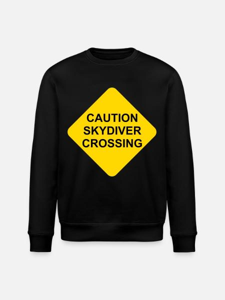 Shield Caution Skydiver Crossing - Stanley/Stella ROLLER Unisex Organic Sweatshirt - black