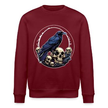 Big Raven Sitting on Sculls - Stanley/Stella ROLLER Unisex Organic Sweatshirt - burgundy - Front - Nik (191cm)