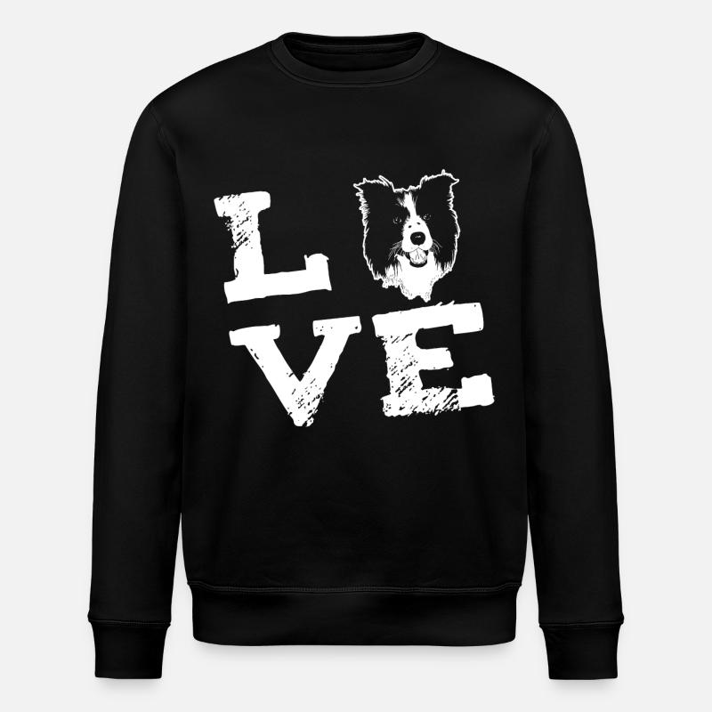 LOVE - Border Collie - Stanley/Stella Unisex Bio-Sweatshirt ROLLER - Schwarz