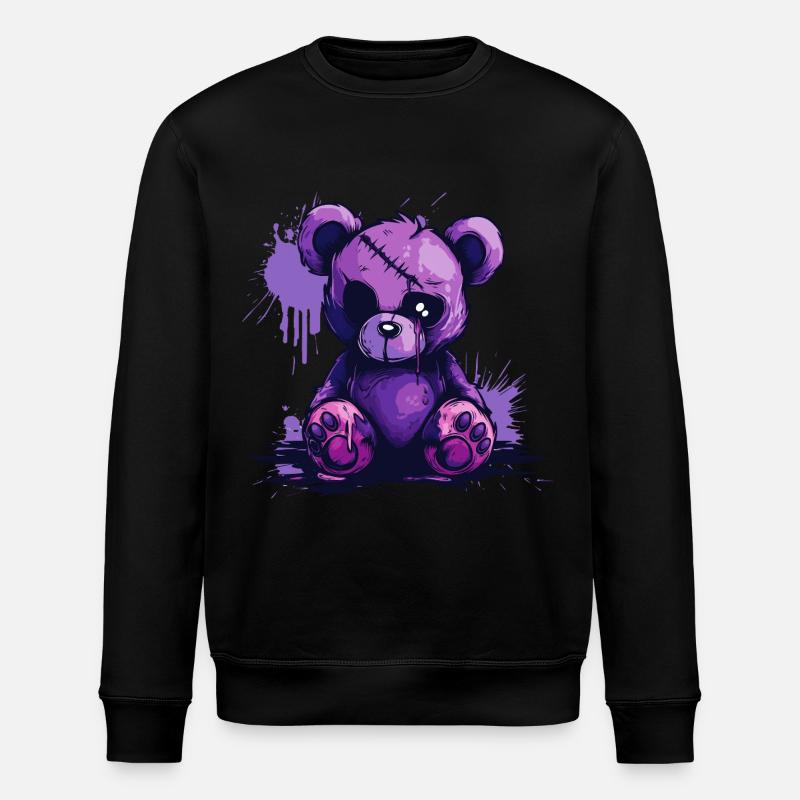 Cute Creepy Teddy Bear - Stanley/Stella ROLLER Unisex Organic Sweatshirt - black