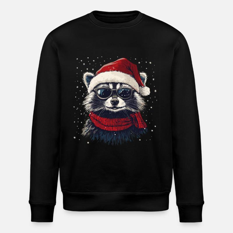 Weihnachtswaschbär - Stanley/Stella Unisex Bio-Sweatshirt ROLLER - Schwarz