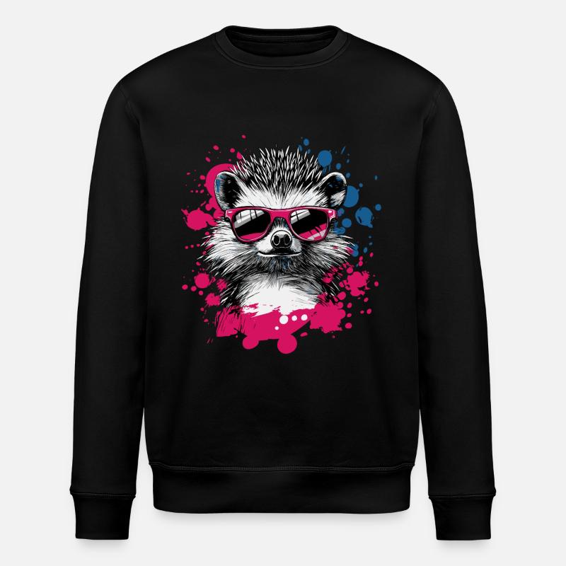 Funny hedgehog with sunglasses - Stanley/Stella ROLLER Unisex Organic Sweatshirt - black