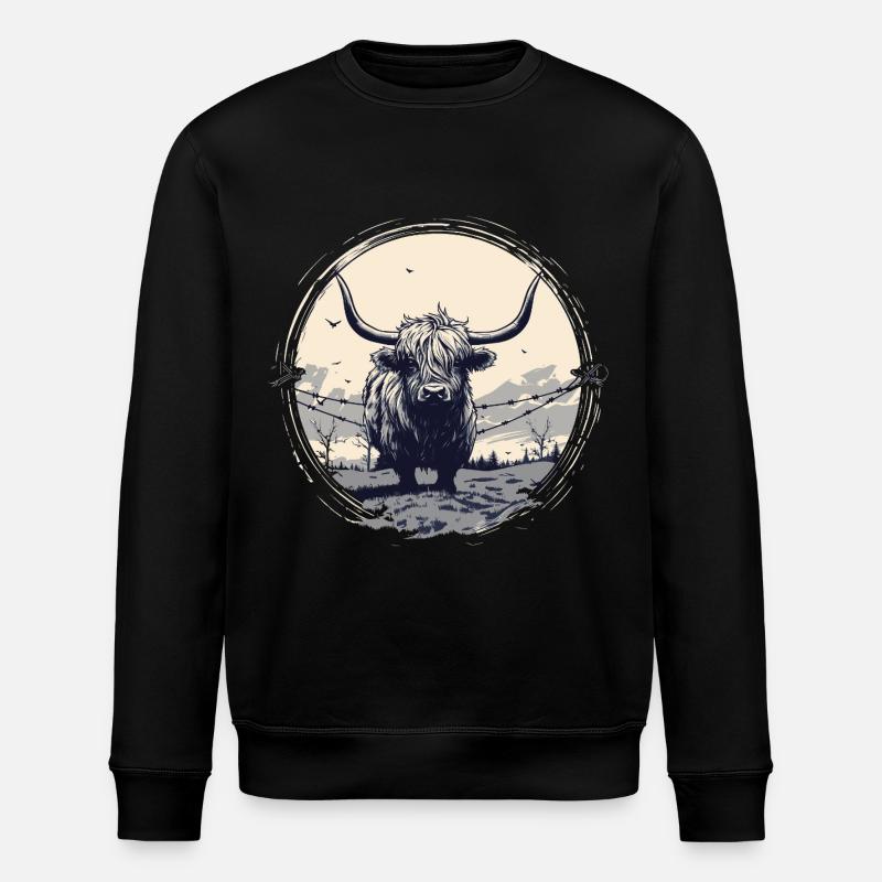 Scottish Highland cattle - Stanley/Stella ROLLER Unisex Organic Sweatshirt - black