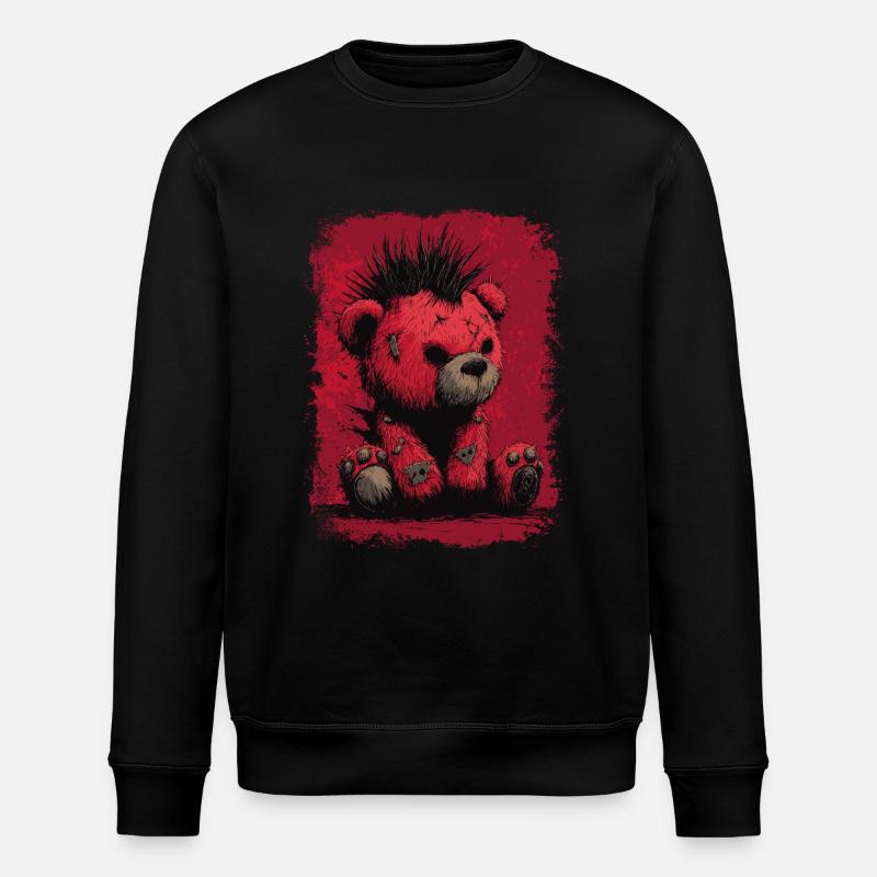 Cute Punk Teddy Bear - Stanley/Stella ROLLER Unisex Organic Sweatshirt - black