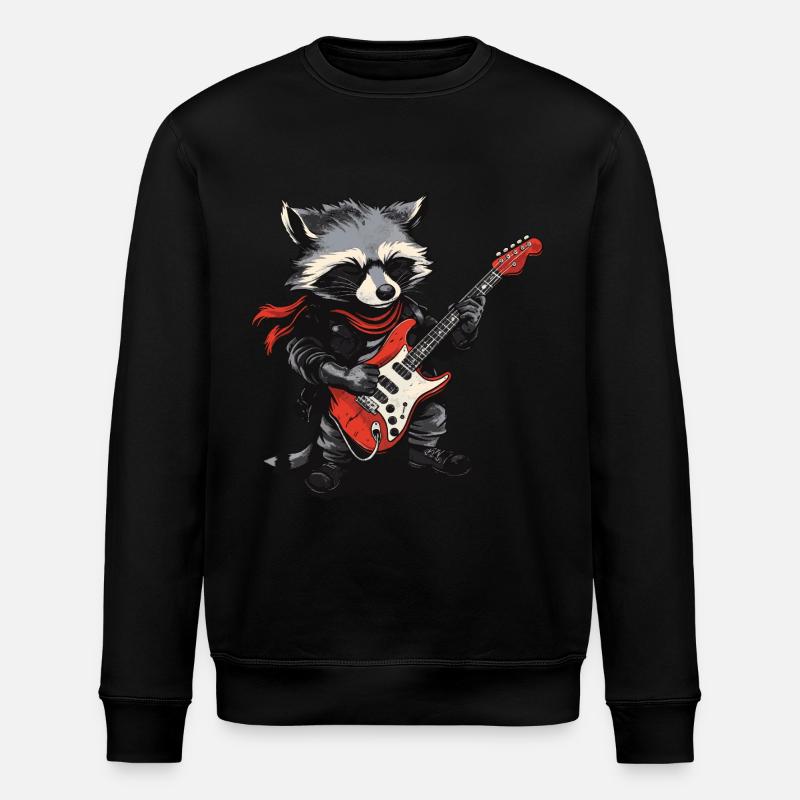 Waschbär Rockmusik - Stanley/Stella Unisex Bio-Sweatshirt ROLLER - Schwarz