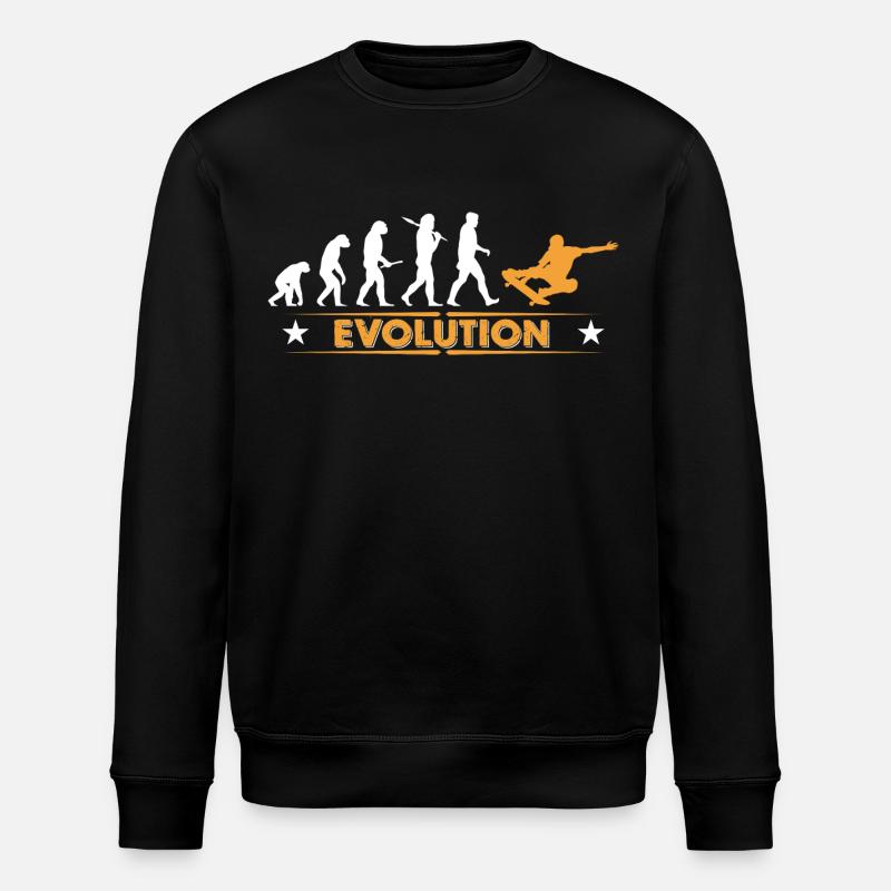 Skateboard Evolution - orange/weiss - Stanley/Stella ROLLER Unisex Organic Sweatshirt - black