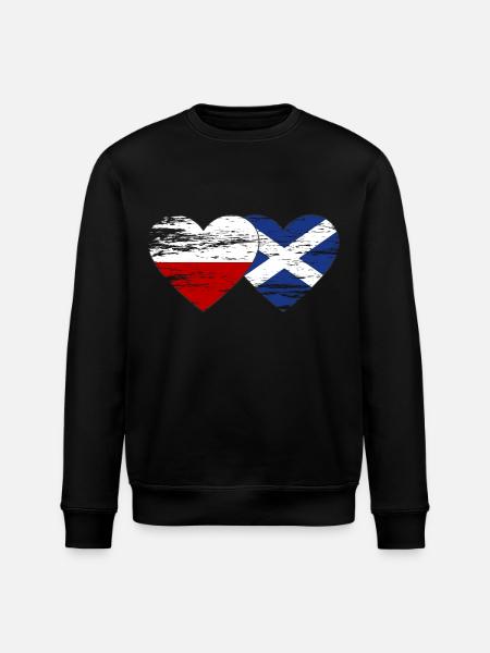 Poland Scotland Flag Heart Used - Stanley/Stella ROLLER Unisex Organic Sweatshirt - black