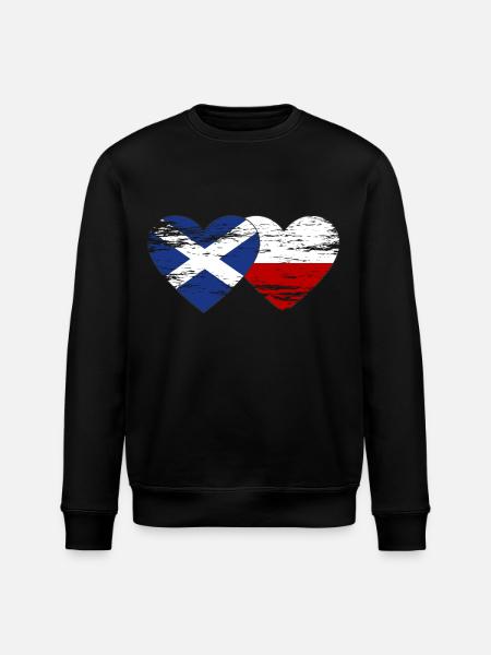 Ecosse Pologne drapeau coeur utilisé - Sweat bio ROLLER Stanley/Stella Unisexe - noir