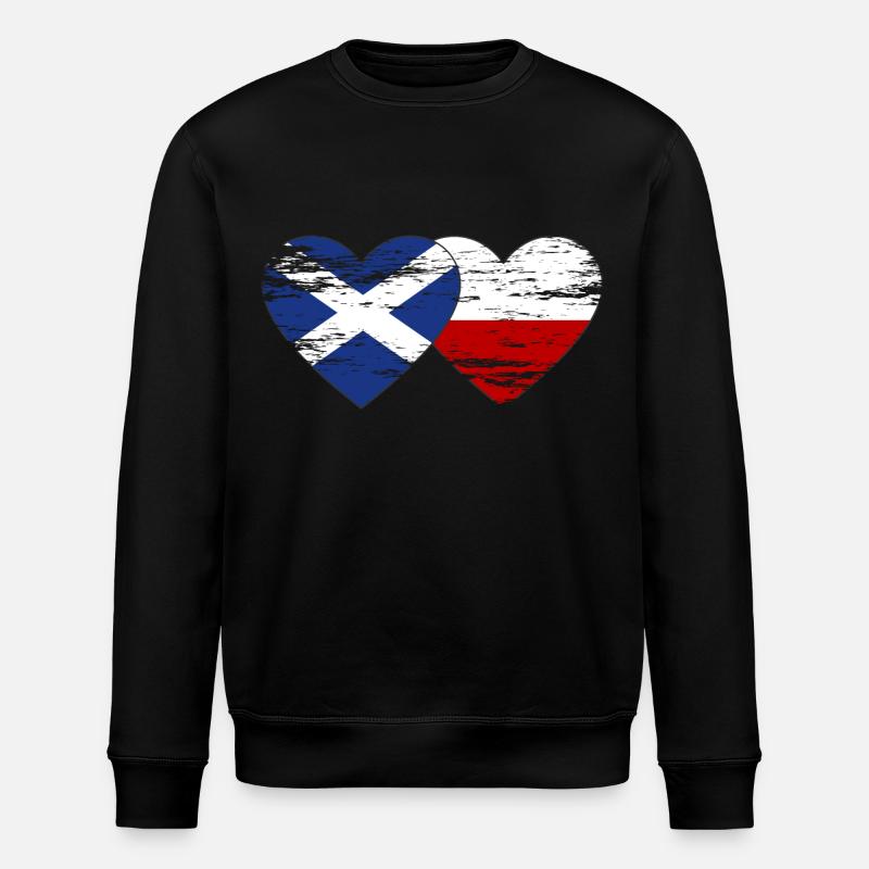 Ecosse Pologne drapeau coeur utilisé - Sweat bio ROLLER Stanley/Stella Unisexe - noir