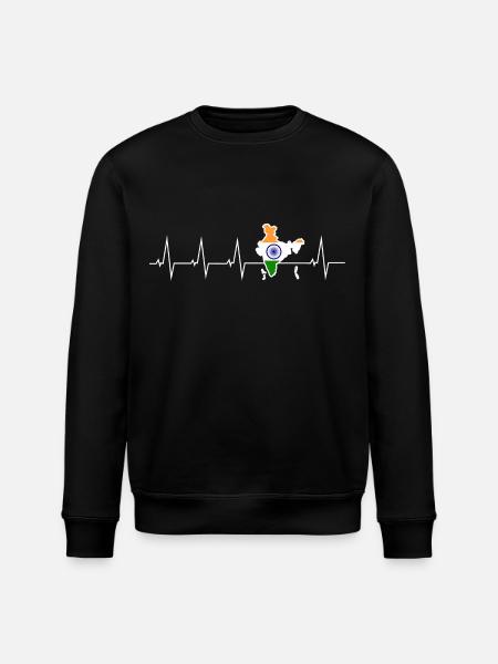 I love India - heartbeat - Stanley/Stella ROLLER Unisex Organic Sweatshirt - black