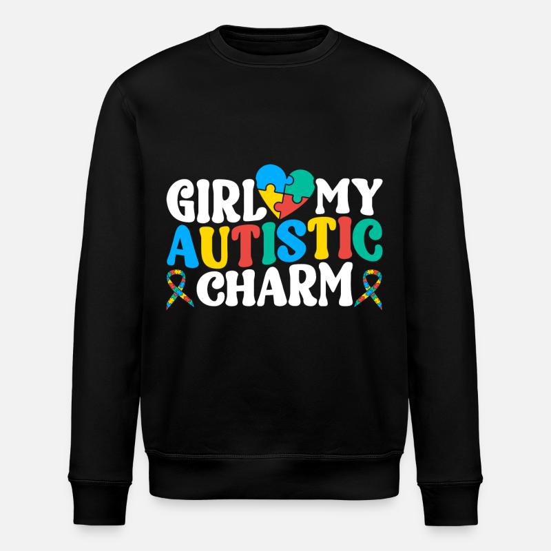 Funny Autism Neurodiversity Autistic - Stanley/Stella ROLLER Unisex Organic Sweatshirt - black