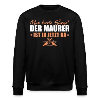 Maurermeister Nur keine Sorge Maurer - Stanley/Stella Unisex Bio-Sweatshirt ROLLER - Schwarz - Vorne - Nik (191cm)
