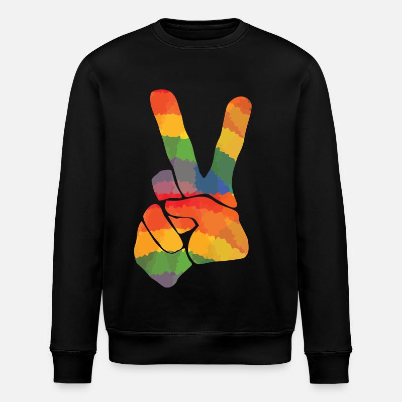 Farvet peace tegn - Stanley/Stella økologisk unisex-sweatshirt ROLLER - sort