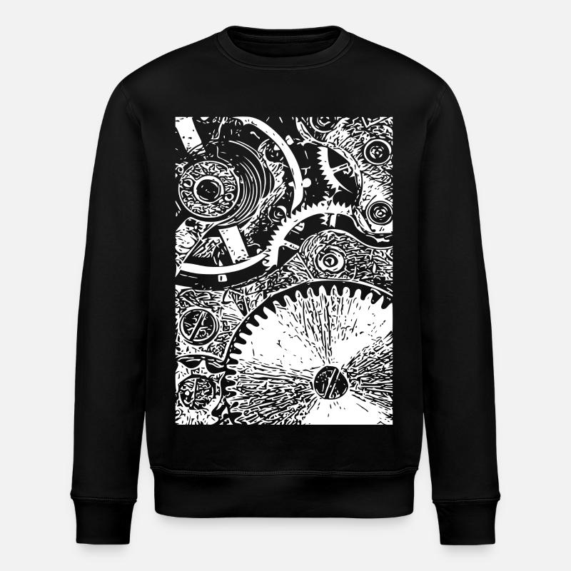 Zahnrad Clockwork Muster - Stanley/Stella Unisex Bio-Sweatshirt ROLLER - Schwarz