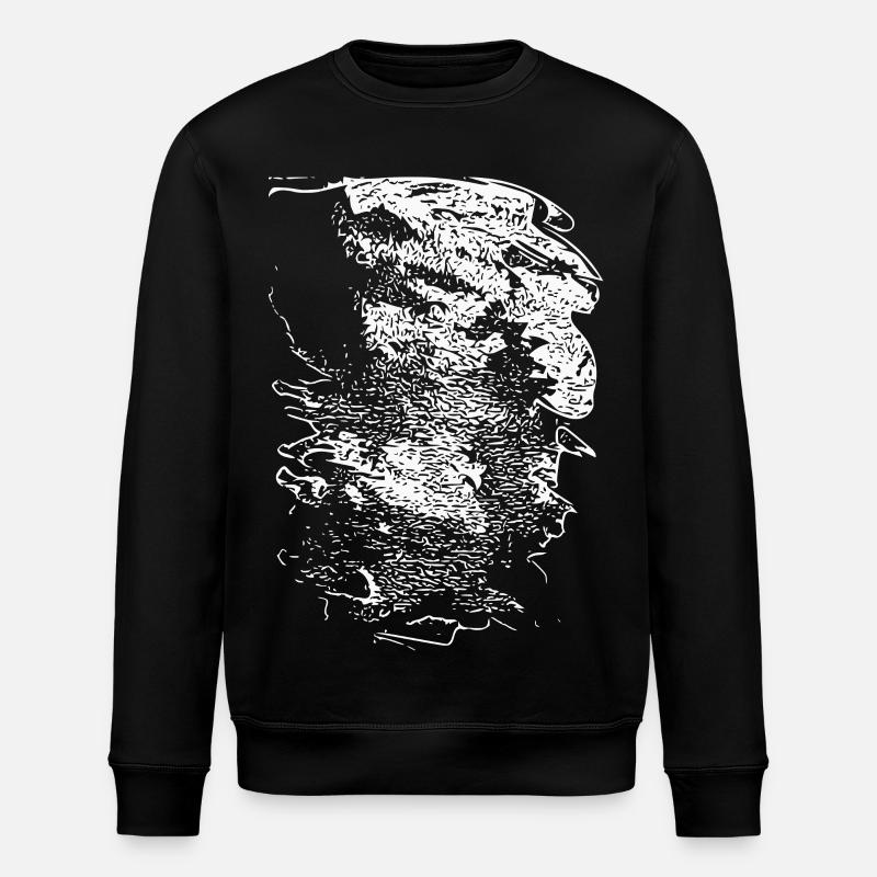 Schwarzweiß Kopf-Silhouette Ornament - Stanley/Stella Unisex Bio-Sweatshirt ROLLER - Schwarz