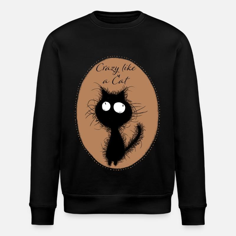 Verrückte Katze - Stanley/Stella Unisex Bio-Sweatshirt ROLLER - Schwarz