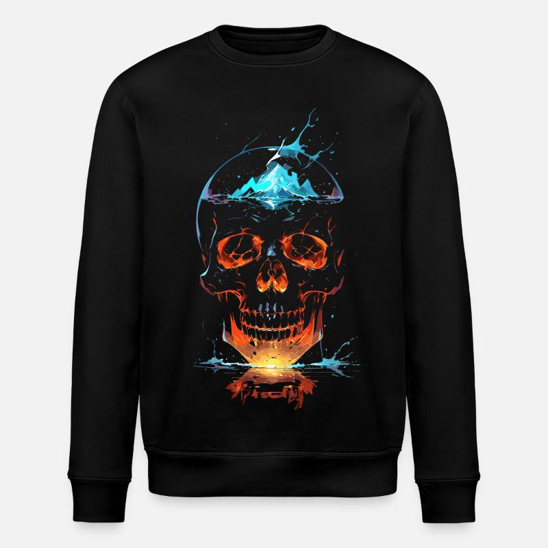 Crâne de Feu et Glace Éclatant - Sweat bio ROLLER Stanley/Stella Unisexe - noir