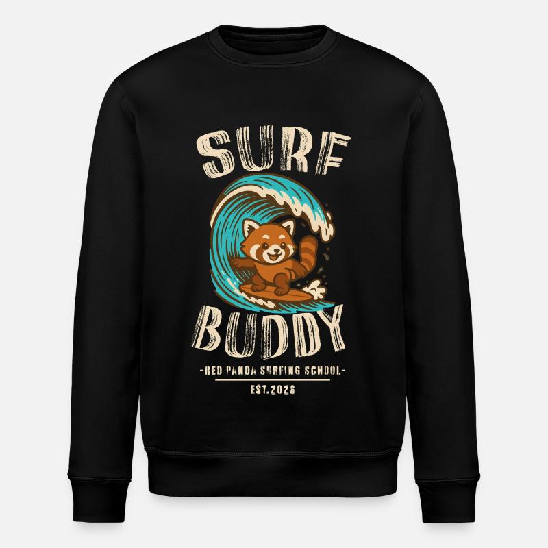 Surf Buddy, Freund auf dem Surfboard - Stanley/Stella Unisex Bio-Sweatshirt ROLLER - Schwarz