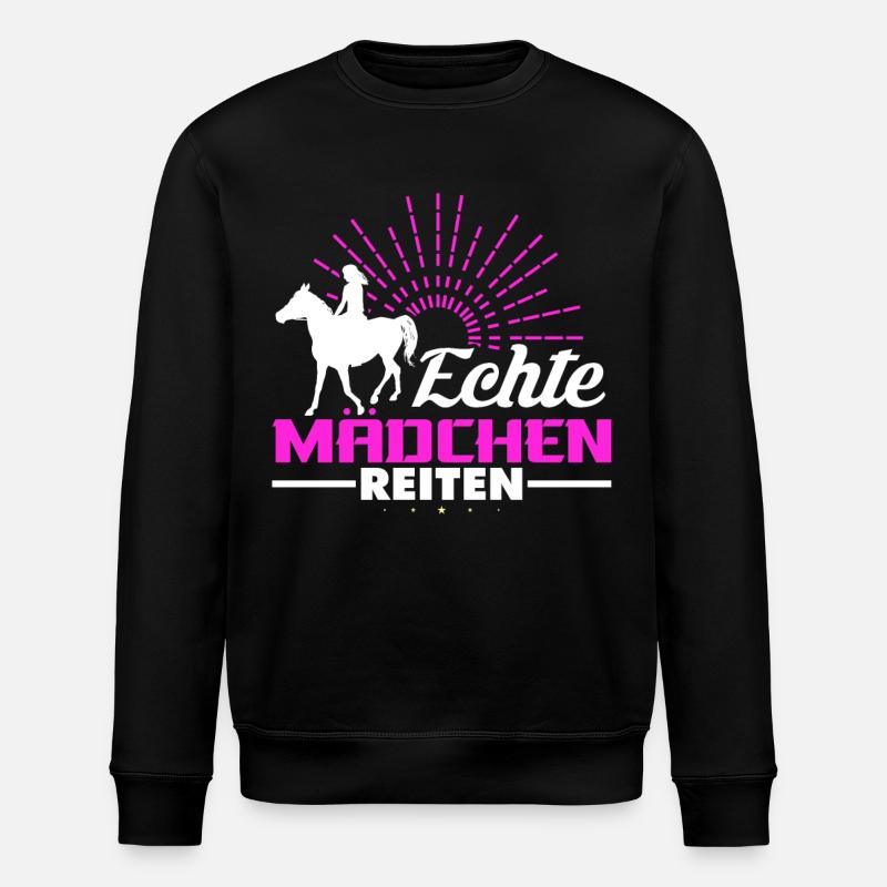 Echte Mädchen reiten - Stanley/Stella Unisex Bio-Sweatshirt ROLLER - Schwarz