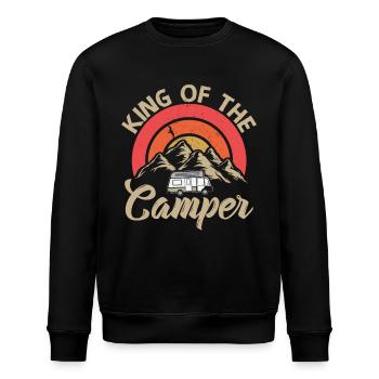 King Of The Camper | Camping Geschenk Campen - Stanley/Stella Unisex Bio-Sweatshirt ROLLER - Schwarz - Vorne - Nik (191cm)