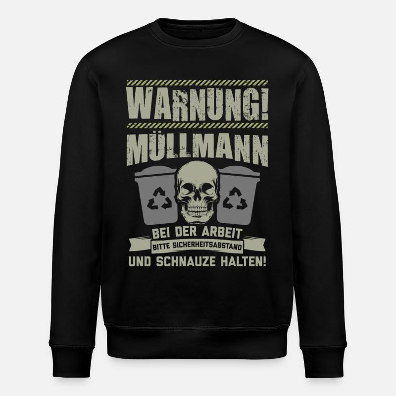Müllmann Müllabfuhr Müllwerker Mülllader Geschenk - Stanley/Stella Unisex Bio-Sweatshirt ROLLER - Schwarz