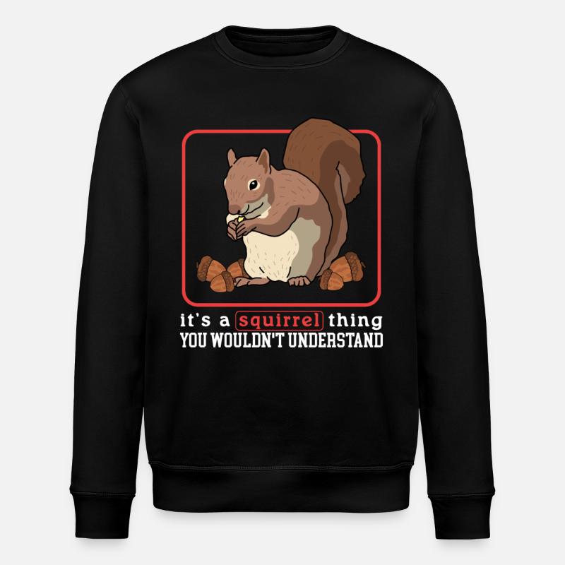 Süßes Eichhörnchen Hörnchen Grauhörnchen Geschenk - Stanley/Stella Unisex Bio-Sweatshirt ROLLER - Schwarz