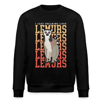 Lemur Ringed Tail Lemur Gift - Stanley/Stella ROLLER Unisex Organic Sweatshirt - black - Front - Nik (191cm)