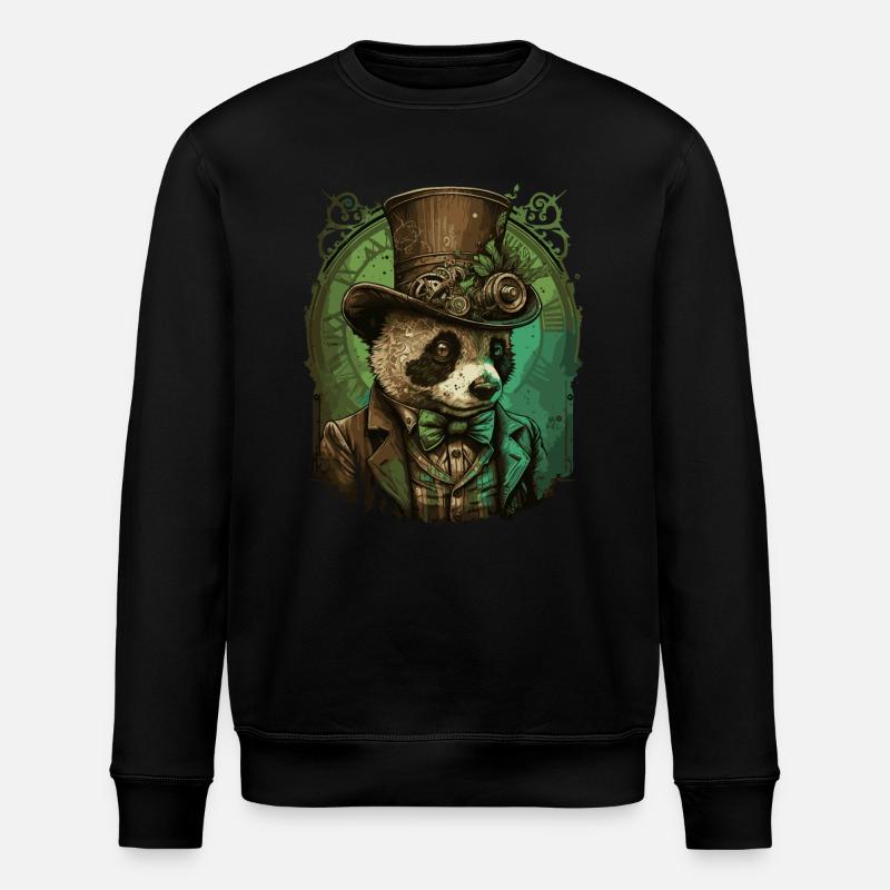 Steampunk Panda Bear - Stanley/Stella ROLLER Unisex Organic Sweatshirt - black