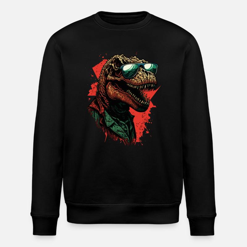 Cool T-Rex Dinosaur - Stanley/Stella ROLLER Unisex Organic Sweatshirt - black