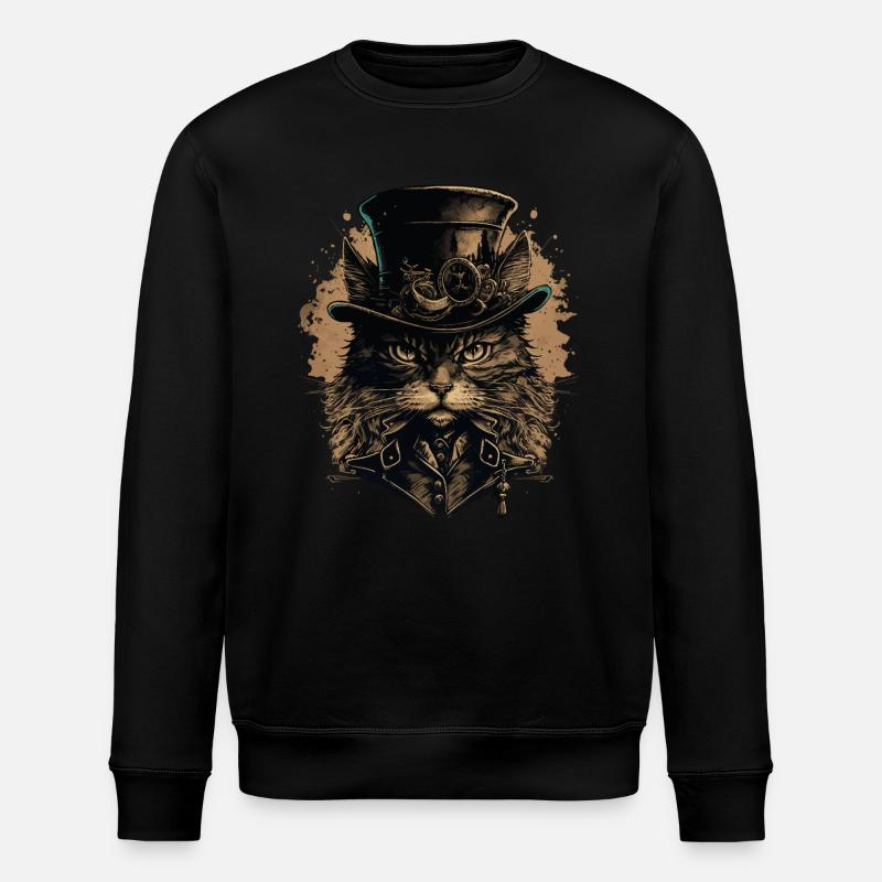 Chat Steampunk - Sweat bio ROLLER Stanley/Stella Unisexe - noir