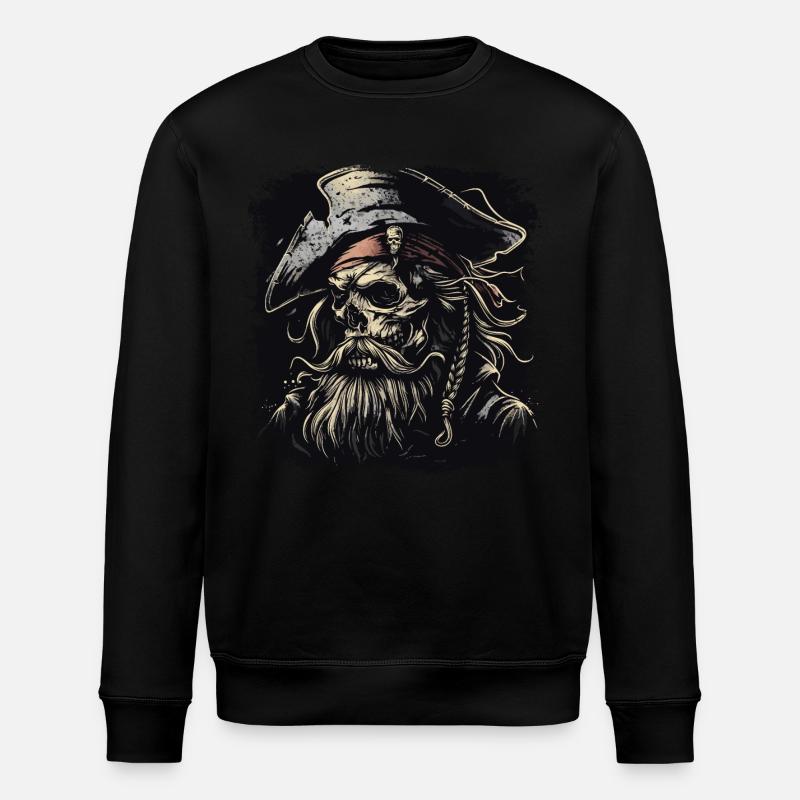 Pirate Skull - Stanley/Stella ROLLER Unisex Organic Sweatshirt - black