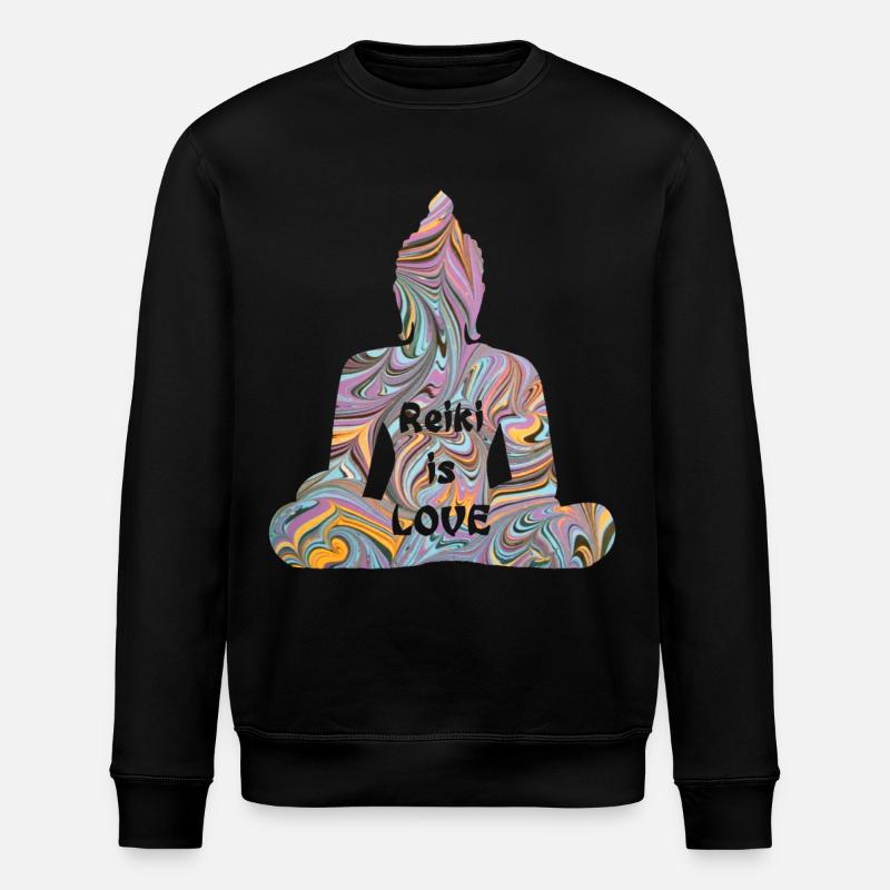 reiki with buddha e 14 - Stanley/Stella ROLLER Unisex Organic Sweatshirt - black