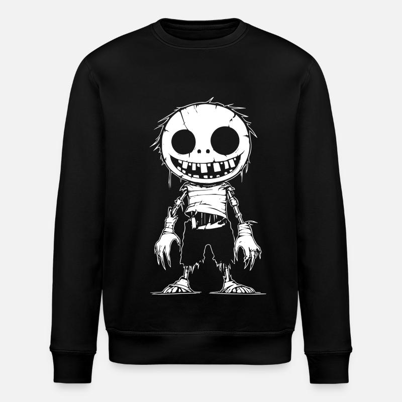 Gruseliger Cartoon-Zombie mit Smile - Stanley/Stella Unisex Bio-Sweatshirt ROLLER - Schwarz
