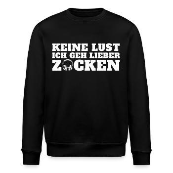 Gaming Ich geh lieber Zocken - Stanley/Stella Unisex Bio-Sweatshirt ROLLER - Schwarz - Vorne - Nik (191cm)