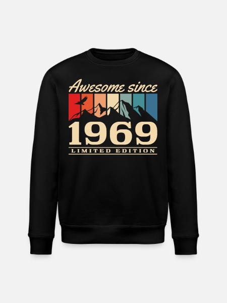 Berge Vintage 1969 Jahrgang geboren Geburtstag - Stanley/Stella Unisex Bio-Sweatshirt ROLLER - Schwarz