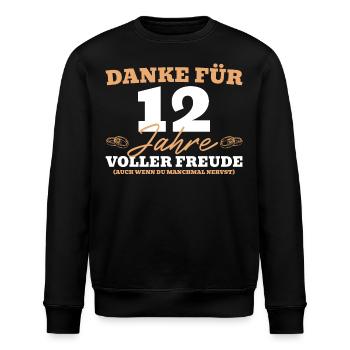 12. Hochzeitstag Mann Nickelhochzeit - Stanley/Stella Unisex Bio-Sweatshirt ROLLER - Schwarz - Vorne - Nik (191cm)