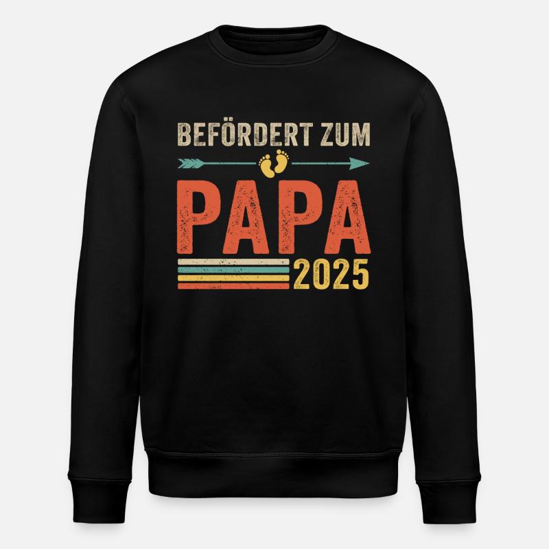 Retro Befördert zum Papa 2025 - Stanley/Stella Unisex Bio-Sweatshirt ROLLER - Schwarz