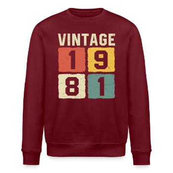 Vintage 1981 Born 1981 - Stanley/Stella ROLLER Unisex Organic Sweatshirt - burgundy - Front - Nik (191cm)